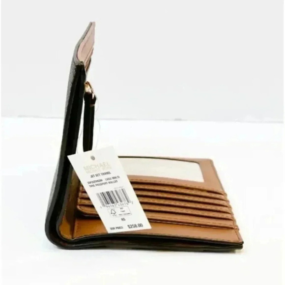 Michael Kors Jet Set Logo Stripe Passport Wallet Luggage Multi - Picture 4 of 4